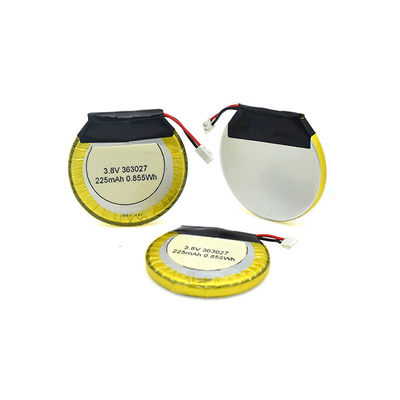 225mAh 3.8 V Li Polymer Battery Round / LiPo Battery For Bluetooth Headphones