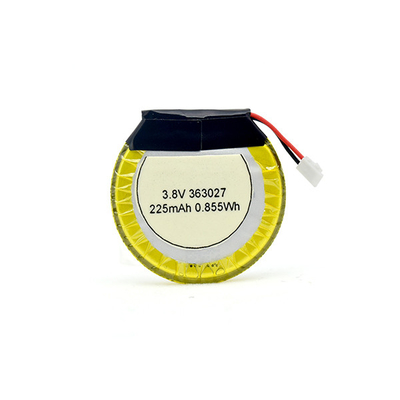 225mAh 3.8 V Li Polymer Battery Round / LiPo Battery For Bluetooth Headphones