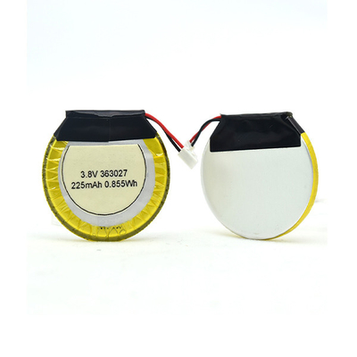 225mAh 3.8 V Li Polymer Battery Round / LiPo Battery For Bluetooth Headphones
