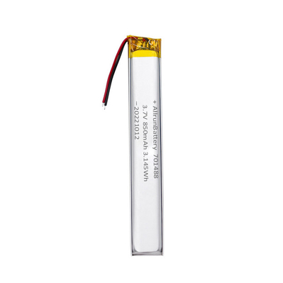 3.7V 850mAh 701488 Custom Ultra Narrow Lipo Battery Pack For Portable Medical Devices