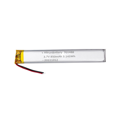 3.7V 850mAh 701488 Custom Ultra Narrow Lipo Battery Pack For Portable Medical Devices