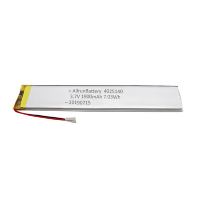 1900mAh 3.7 V Custom LiPo Battery Ultra Narrow Rechargeable High Reliability