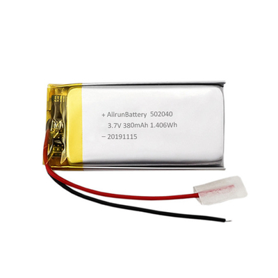 Thin 3.7V 380mAh LiPo Battery Custom Li Ion Rechargeable Battery