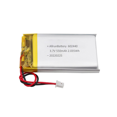 Custom Powerful Thin Rechargeable LiPo Battery 3.7 V 550mAh 602440