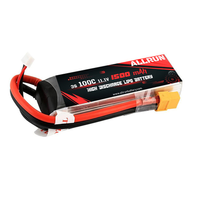 Rechargeable High Discharge LiPo Battery Pack 100C 1500mAh 3S 11.1V