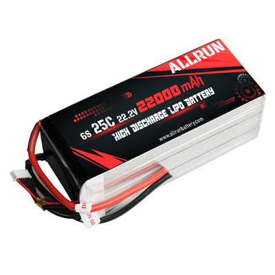 25C 6S 22000mAh LiPo Battery 22.2V High C Rate LiPo Battery Pack
