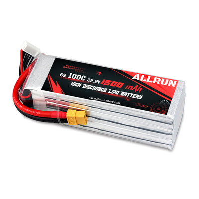C Rate High Discharge LiPo Battery Pack 100C 1500mAh 6S 22.2V