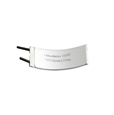 1C 3.7 V LiPo Rechargeable Battery 210mAh Curved Lithium Polymer Battery