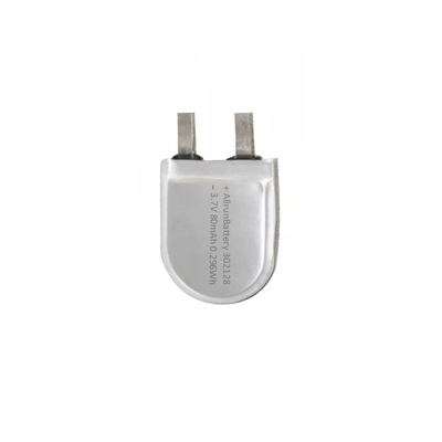 302128 3.7 V 80mAh 1C Charge Current Custom Lithium Polymer Battery, U Shape Novel LiPo Battery