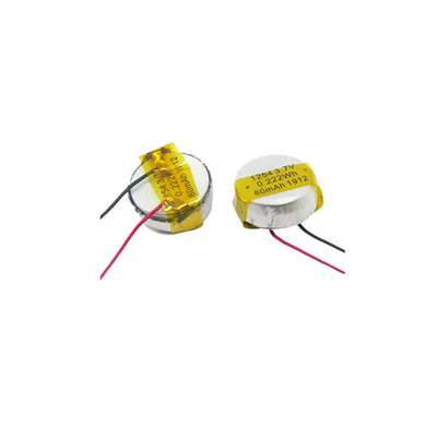 Button Li Poly Battery 1254 Powerful 3.7 V 60mAh LiPo Battery